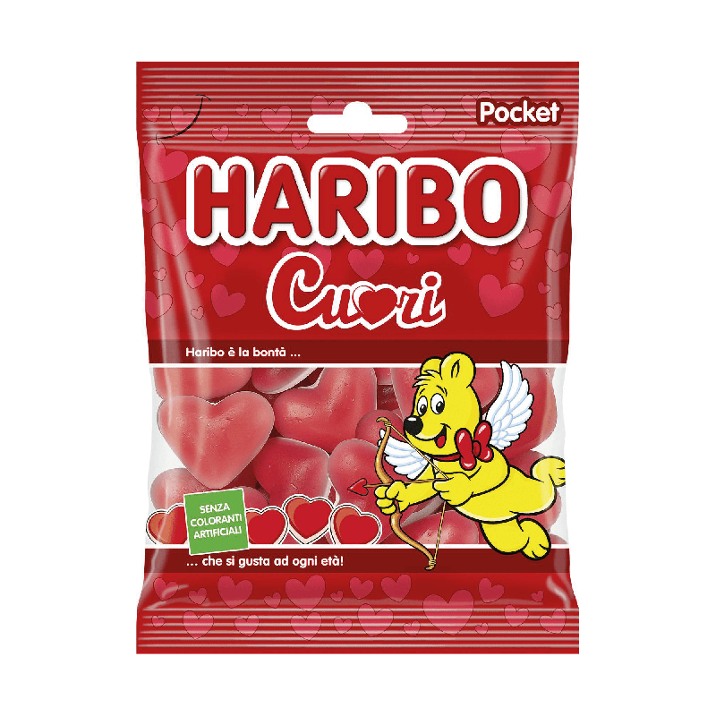 Haribo Cuori Fragola Gommose - 80g x 30 Bustine